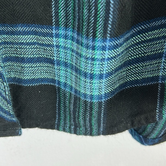 Beach lunch lounge Plaid Flannel Long Sleeve Button Down Shirt 1X Blue - Picture 8 of 12